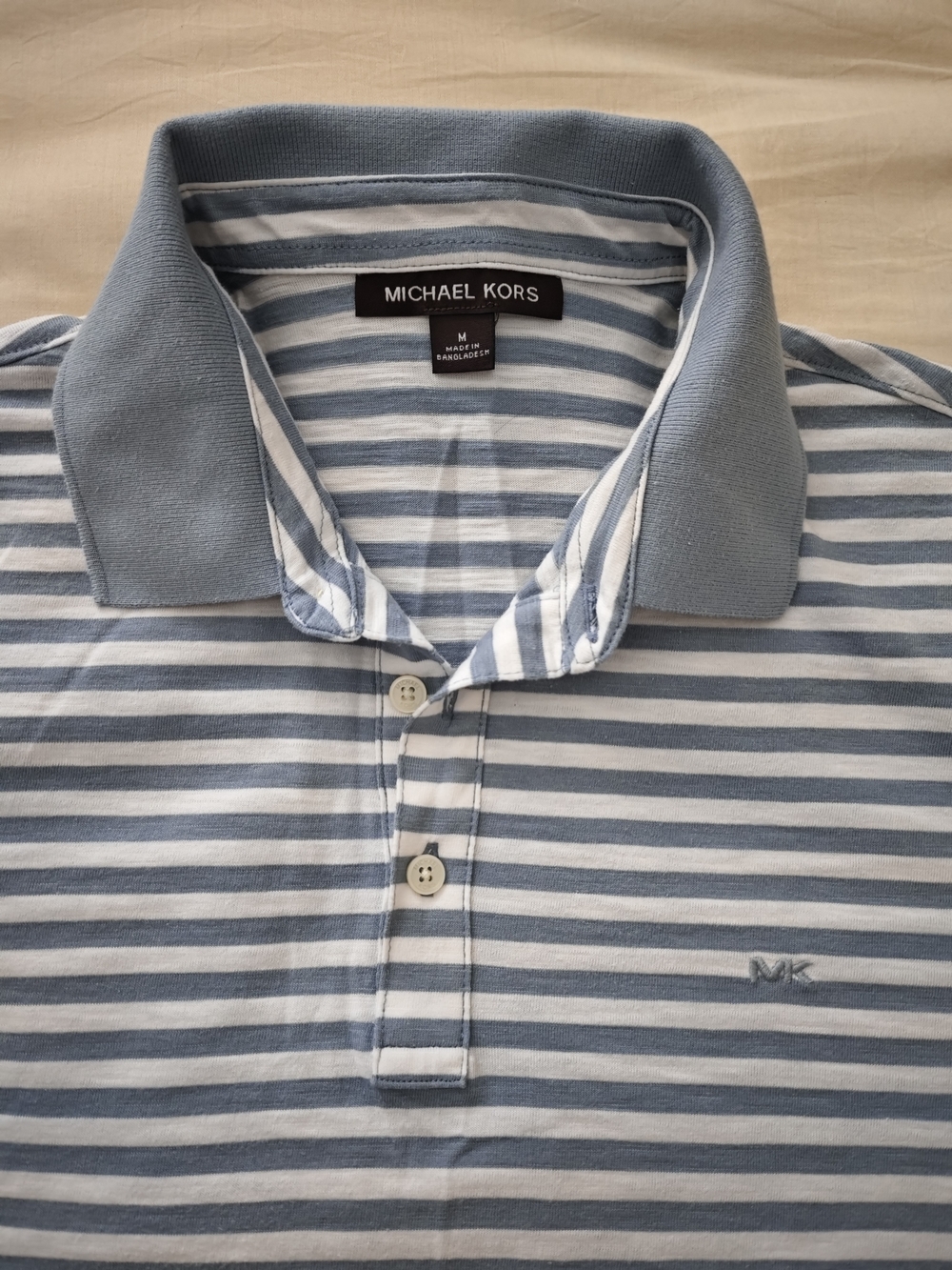 Michael Kors Men’s Blue and White Striped Polo Shirt - Picture 2 of 5